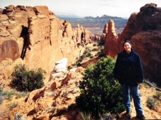 Me exploring the Fiery Furnace Canyons in Arches National Park Moab, Utah