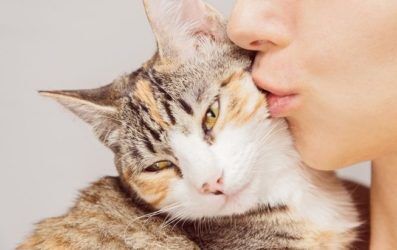 Animal Reiki Classes | Woman kissing cat 